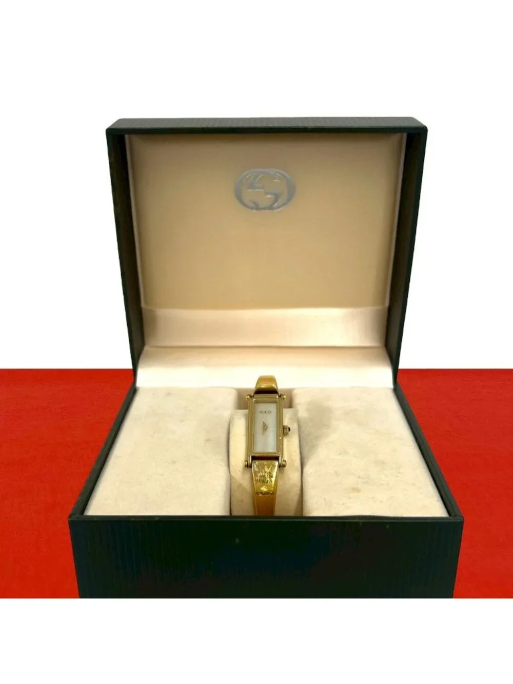 Gucci With Case Bangle Watch Quartz Wristwatch Gold Beige